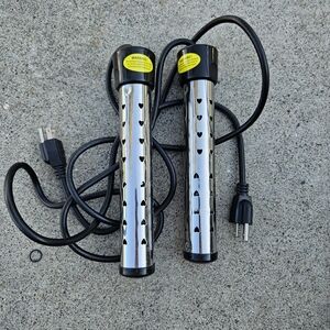Stainless Steel Aquarium Heaters with Black Cords